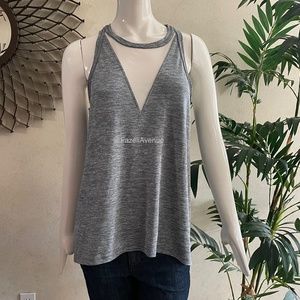 Athleta Utopia Mesh Tank Top Heather Gray Sz L